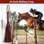 2 PCS Riding Crop for Horse, 18 Inch Horse Whip with 20 Inch PU Leather Premium Riding Crop for Equestrian Sports, Black, Red
