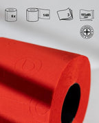 Renova Red Toilet Paper 3-Ply -Ideal for Decorating Your Home or Office - Pack of 6 Compact Size Rolls- 140 Sheets - Eco-label Certified - Dermatologically Tested - Septic Safe - Sustainable & Soft