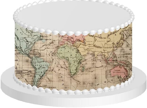 World Map Edible Tall Cake Decoration Wrap