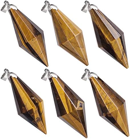 Nupuyai Healing Crystal Point Pendant Necklace for Women Men, Quartz Stone Pendulum with Chain for Reiki Dowsing Divination Meditation, Tiger's Eye Stone