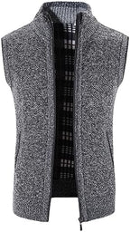 Men Sleeveless Knit Sweater Casual Trendy Slim Fit V Neck Vest Tops Classic Business Cardigan Knitwear Gilet Waistcoat