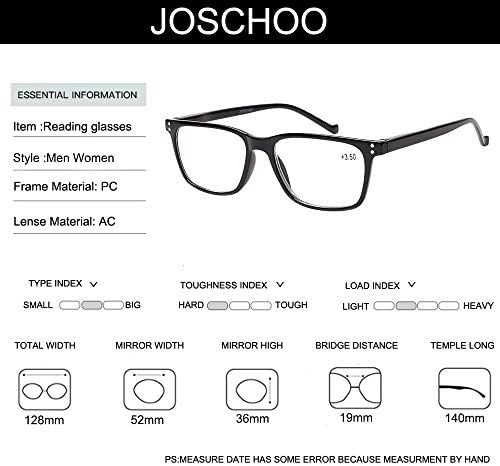 JOSCHOO 5 Pack Reading Glasses Men Women Spring Hinges Comfortable Glasses for Reading (3 Black 2 Tortoise, 2.0)Medium