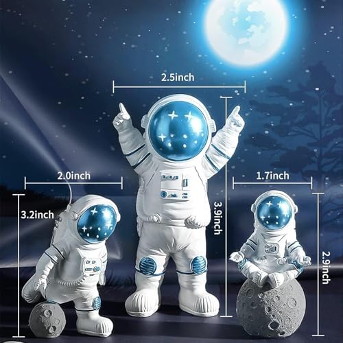 22Pcs Space Cake Topper,Space Cupcake Toppers Astronaut Figurine Birthday Outer Space Themed Party Decorations Supplies Planet Rocket Pearl Balls and Star DIY Cake Toppers