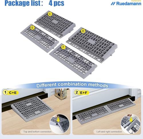 Ruedamann 2" Rise X 32" Modular Threshold Ramps for Doorways, 3000 Lbs Capacity Car Ramp for Home Entrance, Portable Shower Ramp for Doorways, Steps, Power Wheelchairs, Scooters, Carts, Trolley
