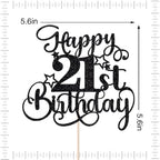 1 PCS Happy 21st Birthday Cake Topper，Glitter Cheers to 21 Years Birthday Cake Pick 21 Fabulous Cake Decoration，Boys Girls 21st Birthday Party Anniversary Party Supplies(21, Black)