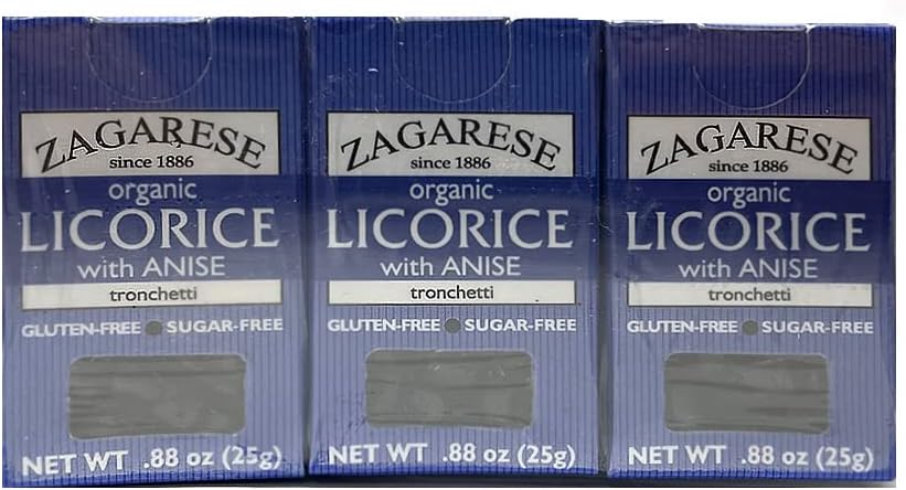 Zagarese 100% pure Organic Licorice with Anise, 0.88 ounce, Set of 3 boxes