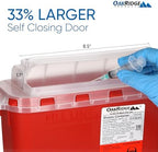 Oakridge Products Transparent Sharps Container for Home Use and Professional 5.4 Quart (1-Pack), Touchless Biohazard Needle and Syringe Disposal, Rotating Lid, CDC Certified