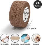 OK TAPE Self Adherent Cohesive Bandages Wrap - 24Packs, 1" x 5 Yards, Non-Woven Self Adhesive Bandage Wrap for Thumb, Finger, Wrist, Ankle, Vet Wrap Bandages Tape (Mixed Colors)