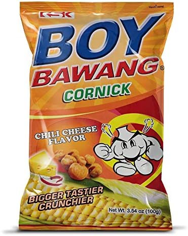 Boy Bawang Cornick, Chili Cheese - Crispy Tasty & Gluten-Free Corn Nuts 3.54 ounces (100g), 3 Pack
