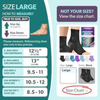 BraceAbility Neuropathy Socks (Pair) - Peripheral Neuritis Compression Diabetic Toeless Foot Sleeves for Nerve Damage Pain in Feet, Ankle Gout, Plantar Fasciitis Relief Brace for Men and Women (L - Black)