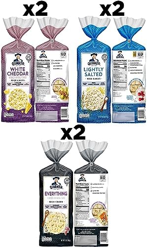 Quaker Large Rice Cakes, 3 Flavor Topper Variety Pack, Pack of 6