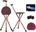 Heavy Duty Folding Cane with Seat Upgraded Tripod Design Walking Stick for Seniors Adjustable Height (32"-36") & Seat (18"-22") Portable Chair Cane for Travel Shopping Outdoor Supports up to 400 LBS