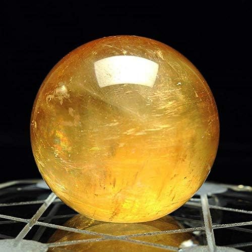 Wixine 1Pcs 40mm Yellow Citrine Quartz Crystal Sphere Ball Healing Gemstone