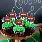 24 Pack American Football Cupcake Toppers Assembled Rugby Ball Cupcake Picks for Super Rugby Sports Theme Baby Shower Kids Birthday Party Cake Decorations