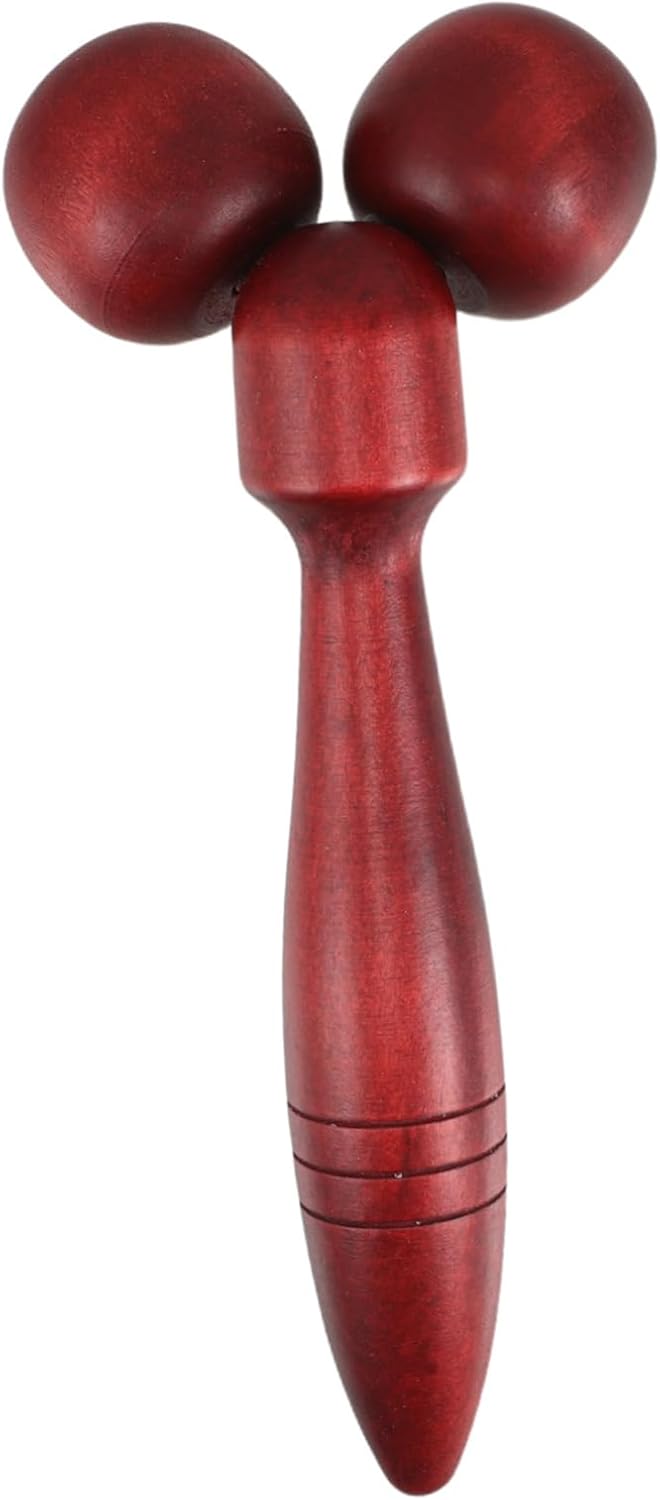 Wooden Facial Massager Roller Pressure Point Tool for Muscle Relaxation Neck Back Massage Stick for Home Travel