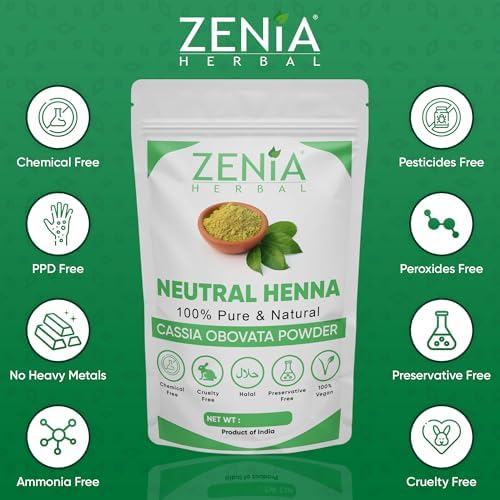 Zenia 100% Pure Neutral Henna Powder (Cassia Obovata) | 7oz (200g) | Colorless Henna for Hair | Natural Hair Conditioner | for Silky, Soft & Shiny Hair