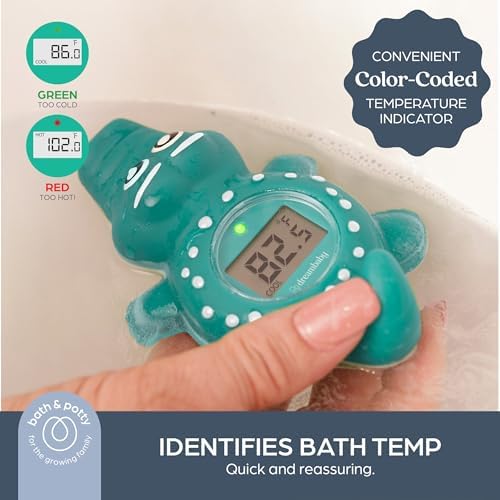 Dreambaby Floating Crocodile Bath Thermometer - Water Temperature Monitoring for Newborns, Infants, Toddlers - Croc Toy with Fahrenheit Display
