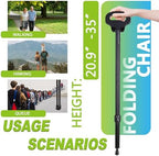 Walking Cane with Seat Folding Lightweight 2-in-1 Portable Walking Stick with Seat for Elderly, Seniors & Handicap, Adjustable, Foldable, Sturdy Tripod Cane Mobility Aid Crutch Chair