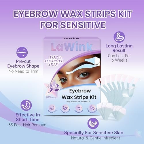 Sensitive Eyebrow Wax Strips, Facial Wax Strips, Ready To Use Wax Tape 32PCS 4 Calming Oil Wipes Mouth waxing Eyebrow hair removal Facial Hair Removal for Women(Eyebrow)