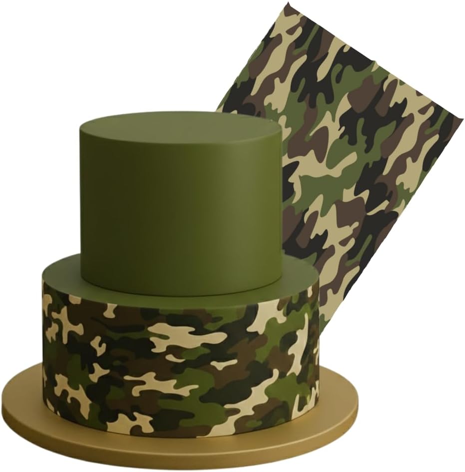 Camouflage Green Jungle Tall 8 x 10 Edible Cake Decoration Wrap Image For Cake and Desserts