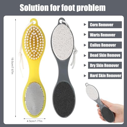 3Pcs 4 in 1 Foot File Callus Remover with Pumice Stone,Foot Rasp Sandpaper,Professional Pedicure Tools for Dead Skin Removal Home Foot Care Ergonomic Non Slip Handle