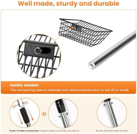 PETOCAT Cat Litter Scoop 43 inch Metal Litter Scooper with Stainless Steel Long Handle, Upgraded Large Kitty Box Scooper Heavy Duty Deep Shovel for Fast Sifting, Dog Waste Scooops for Outside Pet Poop