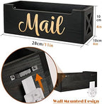 Mail Organizer Mail Holder Countertop, Rustic Wooden Mail Basket Mail Tray Letter Holder Box for Desk Home Office Wall Mount