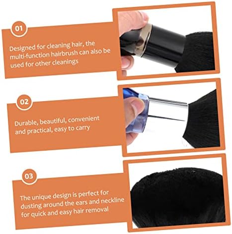 Baluue 2pcs Hairdressing Neck Duster and Barber Hair Brush Soft and Portable Cleaning Tool for Quick Hair Removal at Salons and Home Use Blue and Black Transparent Designs