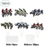 MEFENG 18Pcs Dirt Bike Cupcake Toppers - Extreme Motocross Cupcake Decorations - Happy Birthday Cake Picks for Motorcycle Lover - Dirt Bike Party Decorations