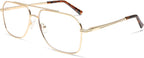 AMOMOMA Retro Blue Light Aviator Reading Glasses for Women Men,Metal Oversized Large Computer Reader Frame AM6133
