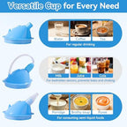 Adult Sippy Cup for Elderly, Spill Proof Drinking Cup with Lid and Straw, No Spill Dysphagia Cup for Hospital Patients, Disabled & Pregnant Women, Dishwasher Safe (Blue)