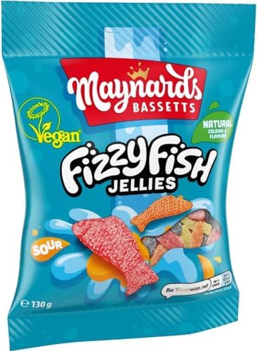 Maynards Bassetts Fizzy Fish 2 x130g | Fruit Flavoured Fizzy Gums | Fun Fish Shaped Sweets
