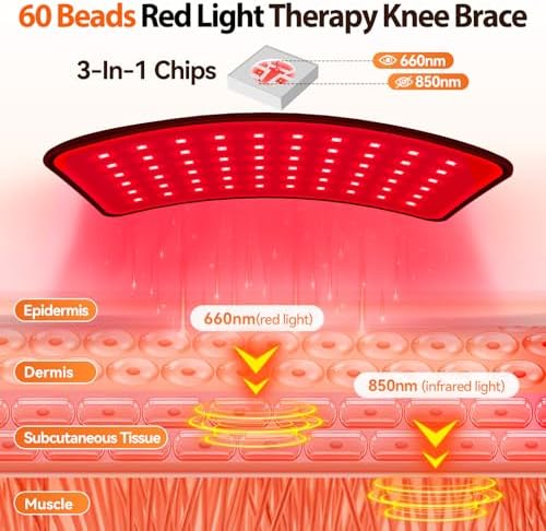 Red Light Therapy Knee Brace with Massage, 3 Vibration Knee Massager with 660nm 850nm Infrared Red Light, 5000mAh Cordless Electric Heated Knee Wrap for Knee Joint Elbow, Gift for Men Women