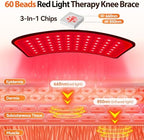Red Light Therapy Knee Brace with Massage, 3 Vibration Knee Massager with 660nm 850nm Infrared Red Light, 5000mAh Cordless Electric Heated Knee Wrap for Knee Joint Elbow, Gift for Men Women