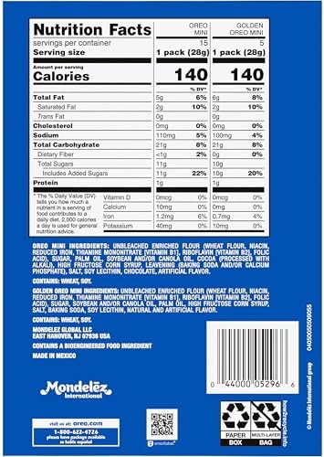OREO Mini Mix Sandwich Cookies Variety Pack, 20 Snack Packs