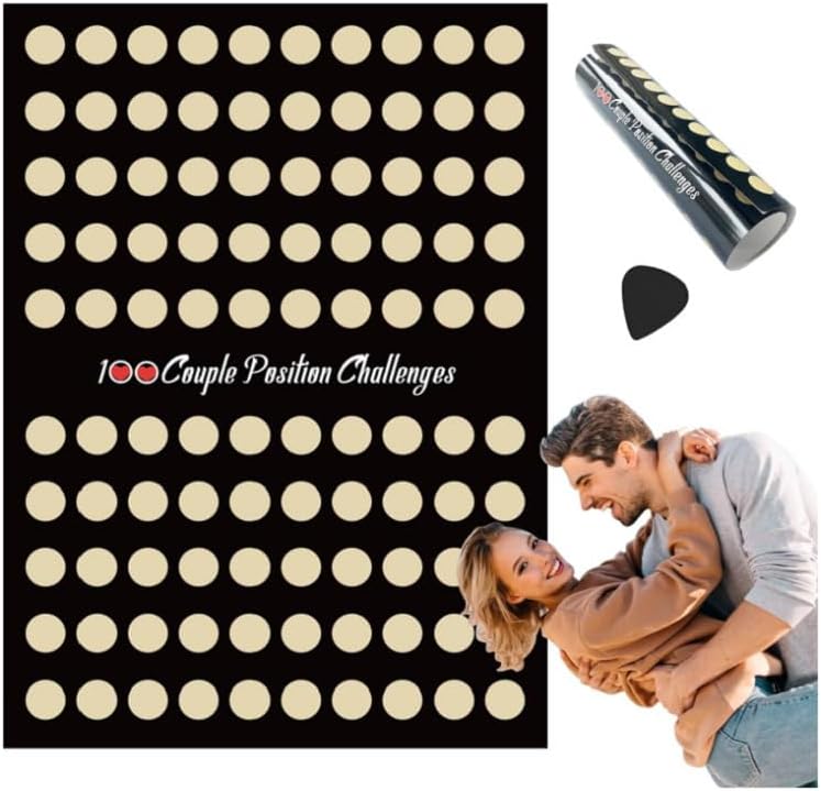 100 Dates Scratch Off Bucket List Poster, Scratching Poster for Adventure Couple, Dice & Date Night Ideas Anniversary and Valentines Day Gift