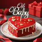 Oh Baby Cake Topper - Welcome Baby Decor for Baby Showers, Gender Reveal & 1st Birthdays Silvery Acrylic