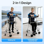 Adult Standing Walker, Elderly Rehabilitation Standing Frame, 220lbs Multi-Functional Lower Limb Training Standing Walker, Portable Medical Standing Aid with Adjustable Height and Width