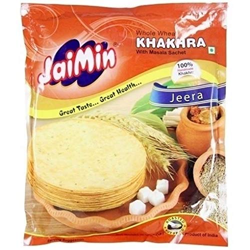 Jaimin Whole Wheat Jeera Khakhra - (cumin flavour wheat snack) - 200g - (with free masala packing inside)