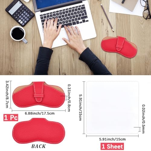 CREATCABIN Leather Sunglasses Case Slim Glasses Case Portable Soft Eyeglasses Holder Spectacle Cases Pouch Bag Cover Lightweight with Cleaning Cloth Gift for ChristmasTravel Vacation 6.9x3.4 Inch Red