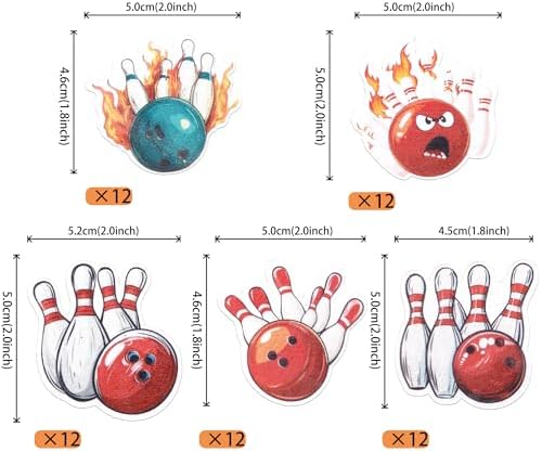 60 PCS Edible Bowling Cupcake Toppers Wafer Paper Sports Ball Cupcake Picks Edible Bowling Cupcake Decorations for Sports Theme Baby Shower Kids Birthday Party Cake Decorations Supplies