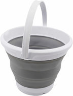 SAMMART 5.5L (1.4 Gallon) Collapsible Plastic Bucket - Foldable Round Tub - Portable Fishing Water Pail - Space Saving Outdoor Waterpot. (White/Grey, 1)