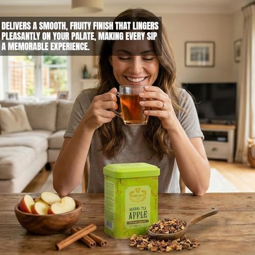 Sekerci Cafer Erol Turkish Apple Tea (150g/5.3oz) | Authentic Istanbul Fruit Infusion with Cinnamon & Hibiscus | Premium Loose Leaf Dried Apple Pieces in Gift Tin | Caffeine-Free Herbal Tea for Relaxation & Digestion | Non-GMO & Vegan