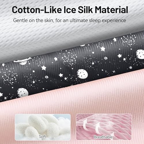 LOVE EYE Dual Side Sleep Mask,Ice Silk Eye Sleeping Mask & Blindfold with Adjustable Strap,Warm and Cool Side Total Blackout Eye Covers for Women Men Sleep Travel Nap (Pink)