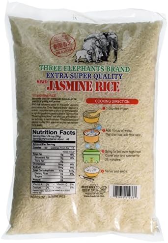 Three Elephants Thai Jasmine Rice, 5 Pound