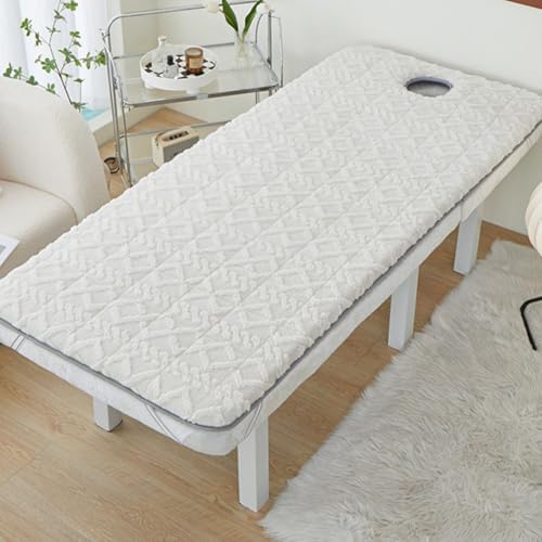 Sponge Massage Bed Pad with Face Hole Thicken Spa Massage Table Pad with Elastic Band Non-Slip Lash Bed Cushion Massage Table Topper Square Round Trapezoidal Head,White(r)3cm,90 * 200cm(H)