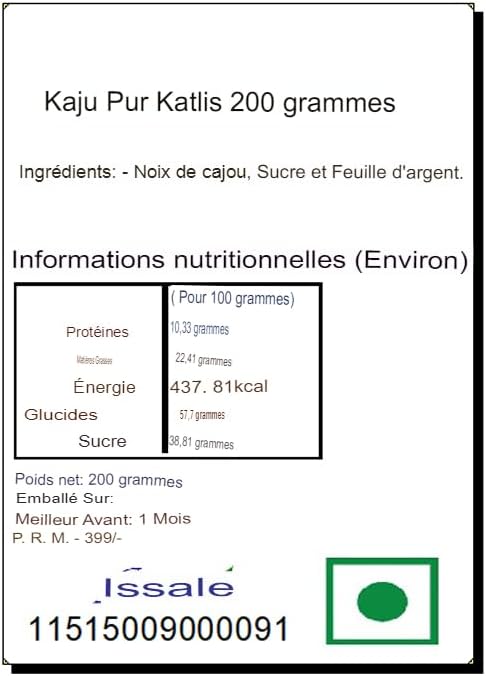 Ghasitaram Gifts Rakhi Gifts for Brother Pure Kaju Katlis Box 200 Gms With OM Rakhi