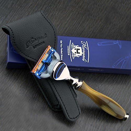 Haryali London 5 Edge Shaving Razor With Horn Replica Handle Beard and Mustache Safety Razor For Mens