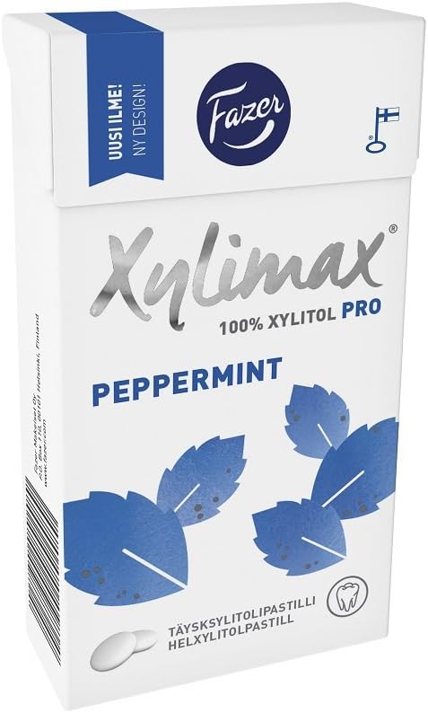 4 Boxes X 38g of Fazer Xylimax Peppermint 100% Xylitol Finnish Pastilles Drops Dragees Mints Sweets Candy