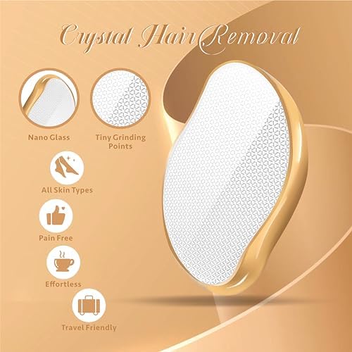 GABOX Crystal Hair Remover, Crystal Hair Eraser, Nano Glass Hair Razor Epilator Tools for Women & Men, Gold